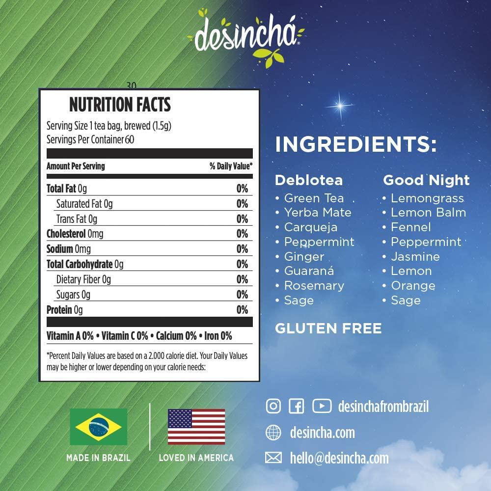 Desincha Tea Mix - Day and Night Time Tea I May Increase Energy, Supports Mental Focus and Metabolic Health I Helps Improve Digestion and May Reduce Bloating I 8 Natural Ingredients I 60 Day Supply