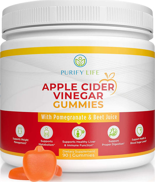 Detox Apple Cider Vinegar Gummies for Adults (90 Chews), Unfiltered ACV Gummies for Improved Gut Health, Metabolism, Digestion and Immune Support, No More Capsules, Pills and Acid Reflux