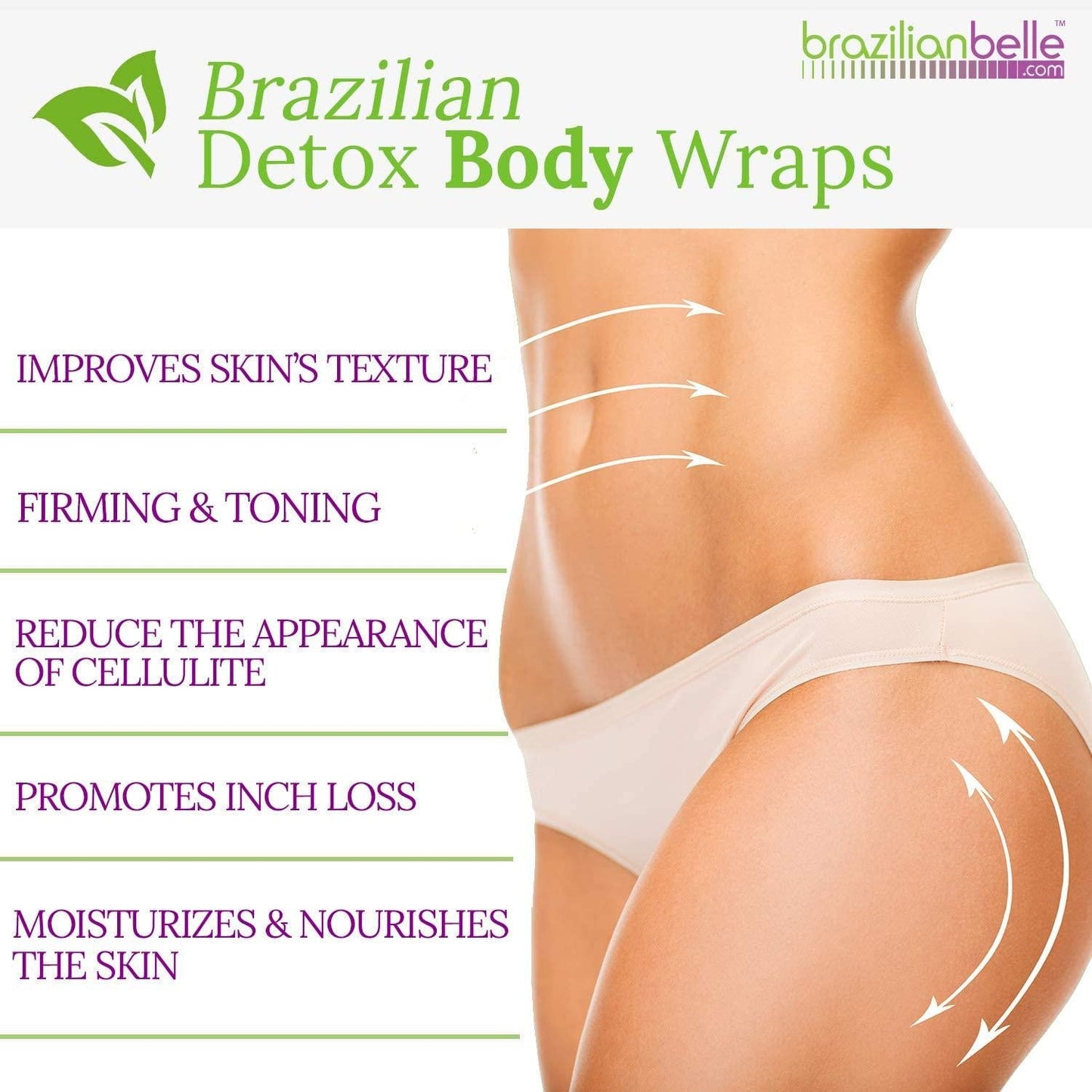 Detox Clay Body Wraps for Women | Quick 30 Minute Formula with Bentonite Clay, Bandage Wrap, and Plastic Wrap