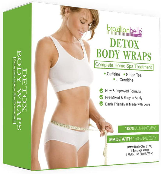 Detox Clay Body Wraps for Women | Quick 30 Minute Formula with Bentonite Clay, Bandage Wrap, and Plastic Wrap