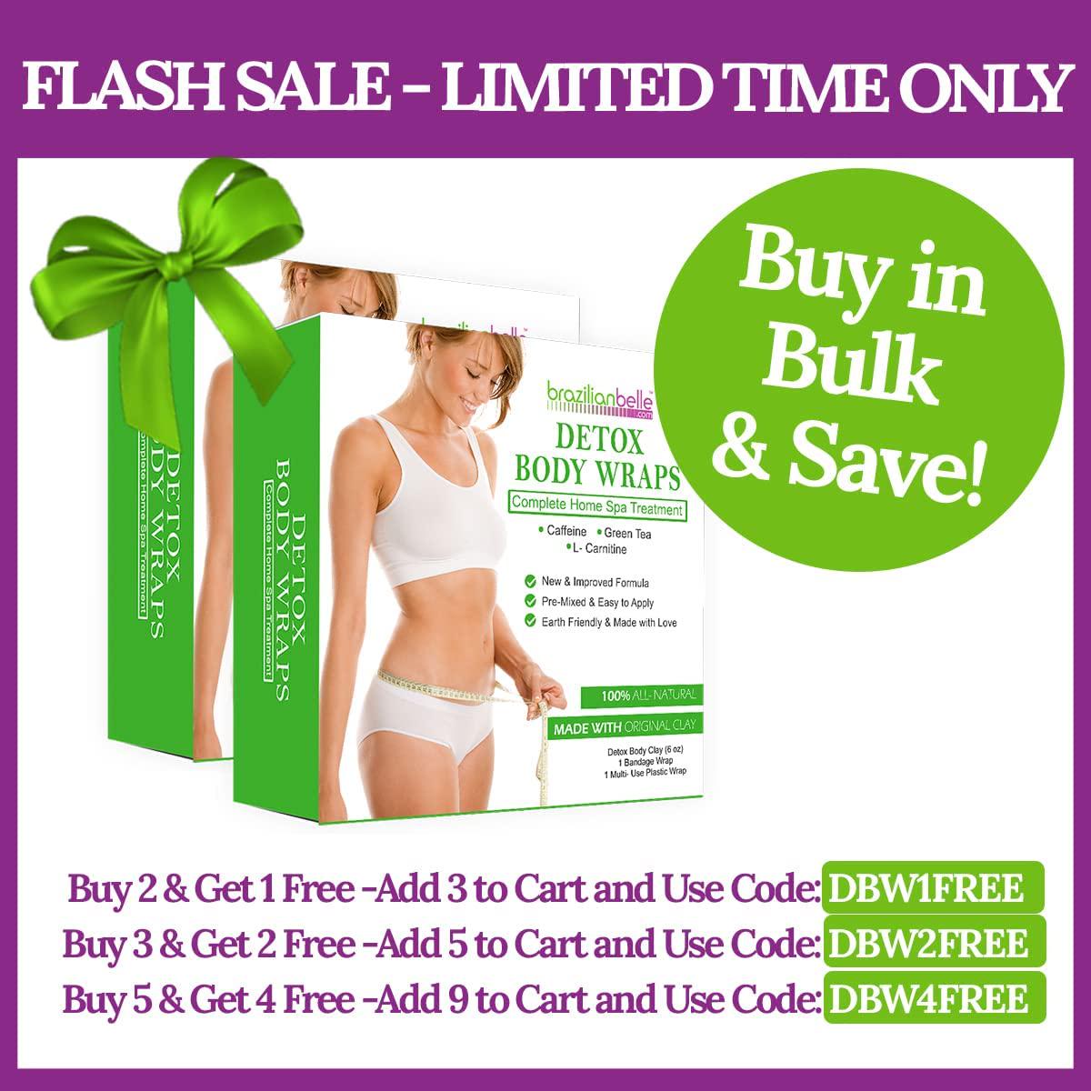 Detox Clay Body Wraps for Women | Quick 30 Minute Formula with Bentonite Clay, Bandage Wrap, and Plastic Wrap