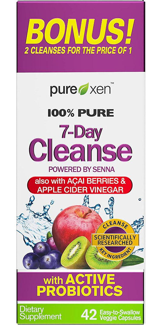 Detox Cleanse | Purely Inspired 7 Day Cleanse and Detox Pills | Acai Berry Cleanse | Whole Body Cleanse Detox for Women and Men | Body Detox with Senna Leaf and Digestive Enzymes | 42 Acai Berry Capsules