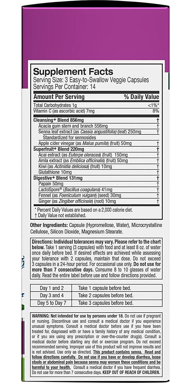 Detox Cleanse | Purely Inspired 7 Day Cleanse and Detox Pills | Acai Berry Cleanse | Whole Body Cleanse Detox for Women and Men | Body Detox with Senna Leaf and Digestive Enzymes | 42 Acai Berry Capsules