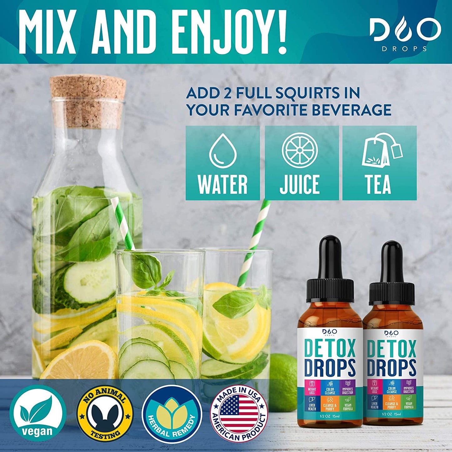 Detox Drops - 14 Day Cleanse for Colon and Digestion - Reduce Bloating, Liver and Kidney Detox, with Full Body Repair and Cleanse- for Men and Women