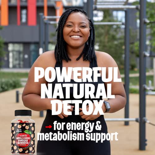 Detox Gummies for Energy and Metabolism Support and Belly Bloating with 1000 mg Raw Apple Cider Vinegar with The Mother | 60 Count ACV Vegan and Non-GMO Gelatin-Free Gummy by Youth and Tonic | Men and Women