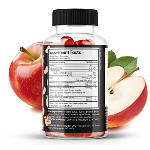 Detox Gummies for Energy and Metabolism Support and Belly Bloating with 1000 mg Raw Apple Cider Vinegar with The Mother | 60 Count ACV Vegan and Non-GMO Gelatin-Free Gummy by Youth and Tonic | Men and Women
