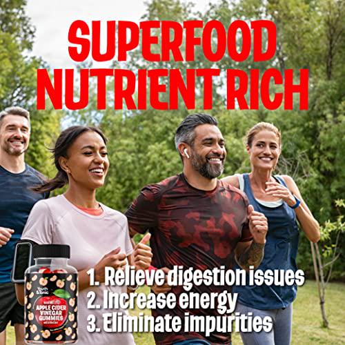 Detox Gummies for Energy and Metabolism Support and Belly Bloating with 1000 mg Raw Apple Cider Vinegar with The Mother | 60 Count ACV Vegan and Non-GMO Gelatin-Free Gummy by Youth and Tonic | Men and Women