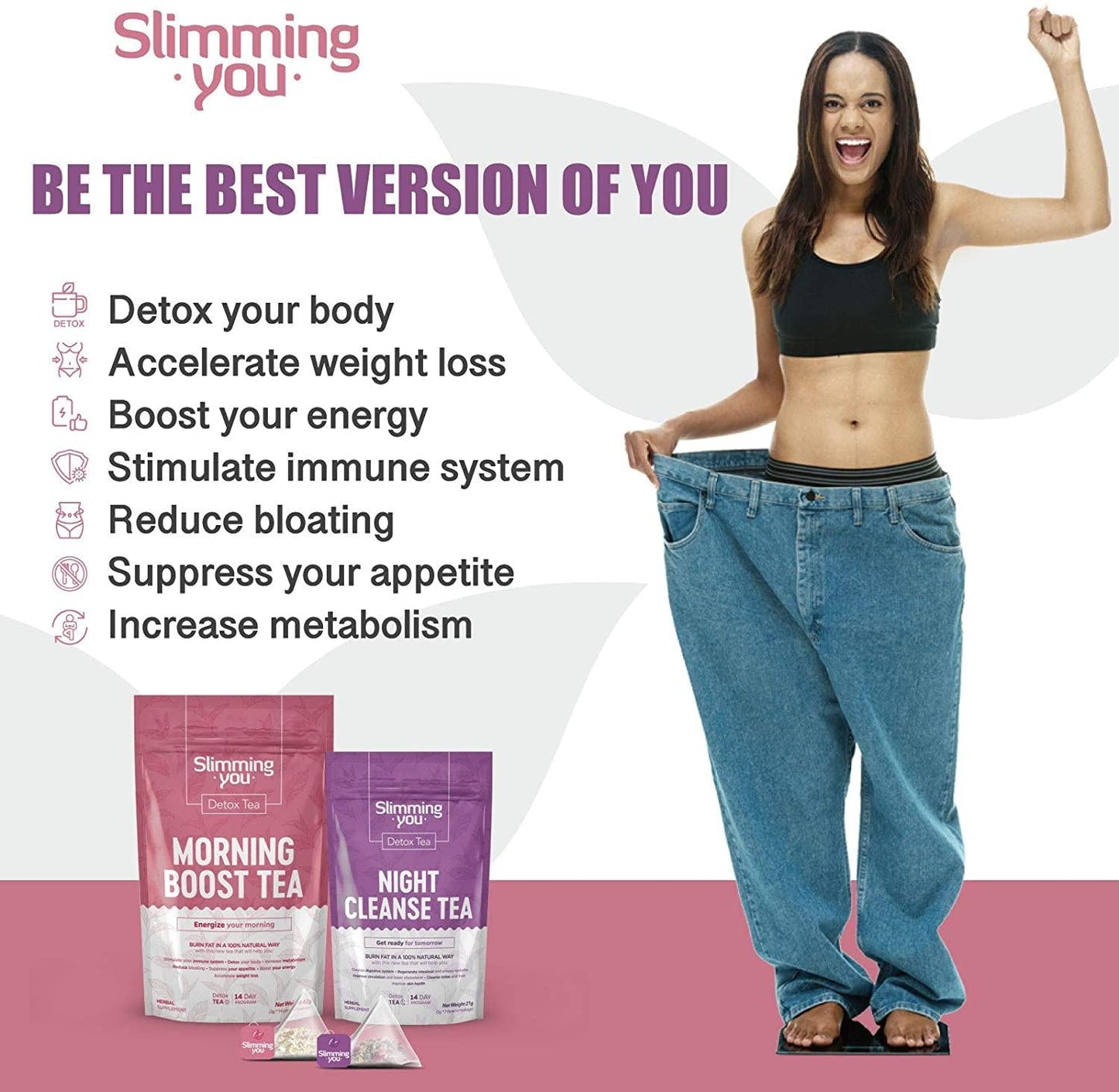 Detox Tea 14 Day Teatox Herbal Tea for Body Detox, Colon Cleanse, Metabolism Increase - 1 Morning Boost Tea (14 Bags) and 1 Night Cleanse Tea (7 Bags)