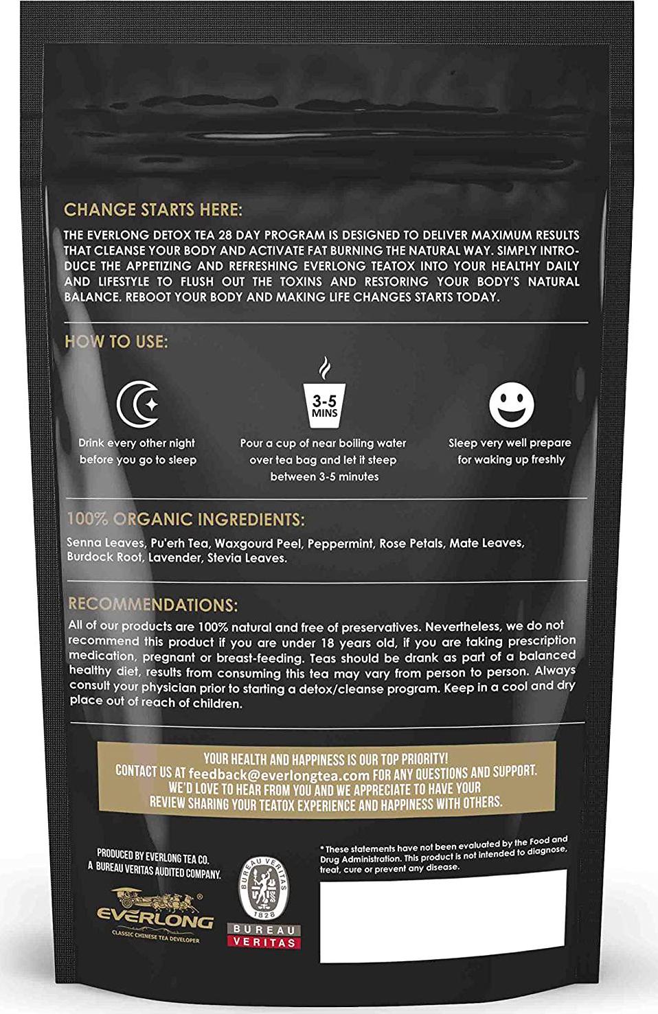Detox Tea 28 Day Ultimate Teatox - Night Cleanse - Burn Fat and Boost Your Energy, Colon Cleanse, Restore Your Body Natural Balance (14 Tea Bags).