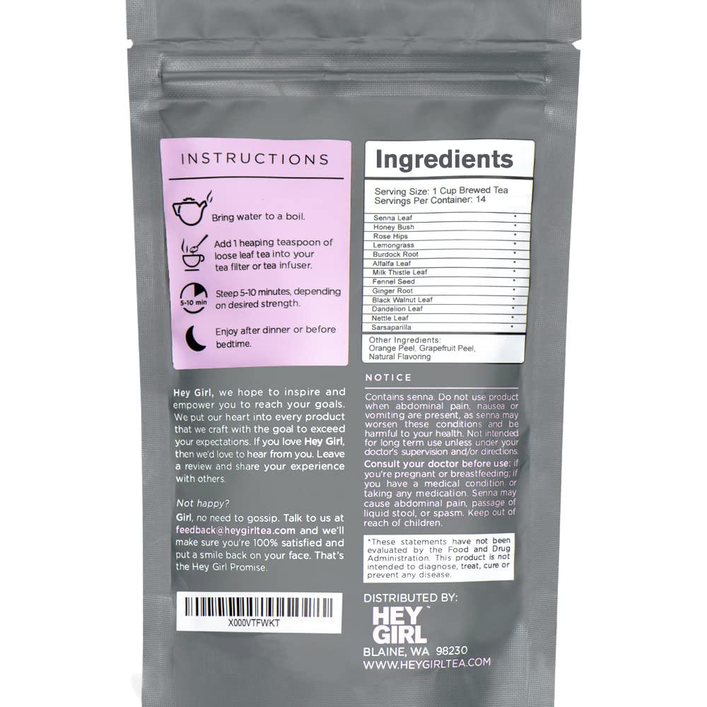 Detox Tea - Cleanse Herbal Tea Reduces Bloating and Helps Your Body Stay Regular - Keep Your Colon Happy and You Feeling Healthy with Hey Girl Tea
