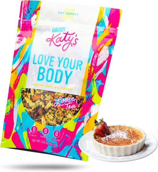 Detox Tea - Drink Katy&#039;s Detox Tea Cleanse (30 Day Supply, 60 Tsps) Slimming Tea, Lose Weight Naturally, Relieve Bloating, Flush Toxins, Calm Inflammation, Boost Energy, Yummy Creme Brûlée Flavor