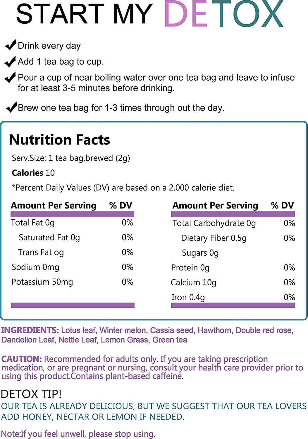 Detox Weight Loss Tea for Women, Gentle Detox Tea, 30 Day Skinny Tea for Slimming - Colon and Body Cleanse Detox Tea, Belly Fat