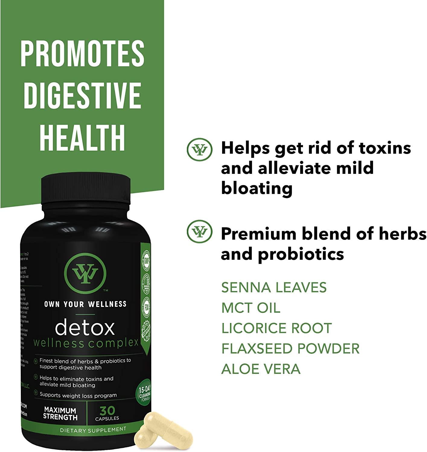 Detox Wellness Complex - Probiotics Dietary Supplement for Body Detox and Cleansing