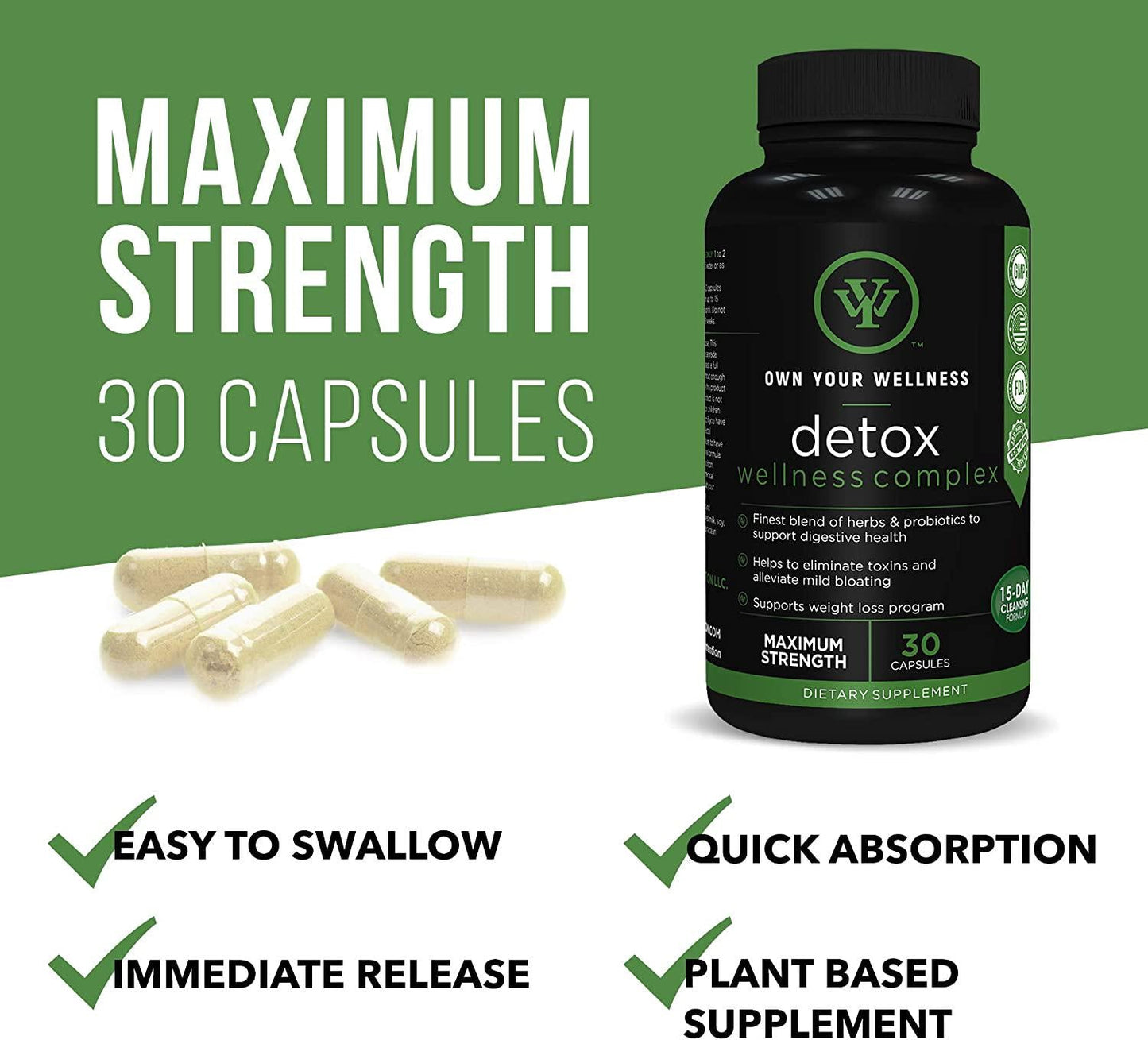 Detox Wellness Complex - Probiotics Dietary Supplement for Body Detox and Cleansing