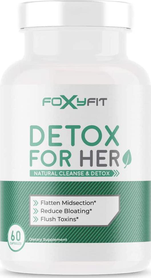 Detox for Her Cleanse and Weight Loss Supplement by FoxyFit Reduce Bloating with A Whole Body Cleanse Containing Milk Thistle, Dandelion Root, Slippery Elm Bark, Grape Seed, and Cranberry Extract.