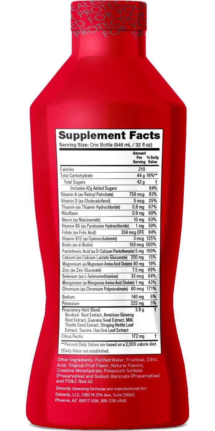 Detoxify Mega Clean Herbal Cleanse Tropical Flavor 32 oz Professionally Formulated Herbal Detox Drink Enhanced with Milk Thistle Extract, Ginseng Root Extract and Guarana Seed Extract