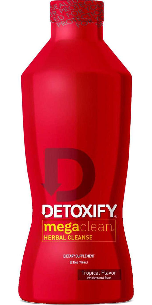 Detoxify Mega Clean Herbal Cleanse Tropical Flavor 32 oz Professionally Formulated Herbal Detox Drink Enhanced with Milk Thistle Extract, Ginseng Root Extract and Guarana Seed Extract