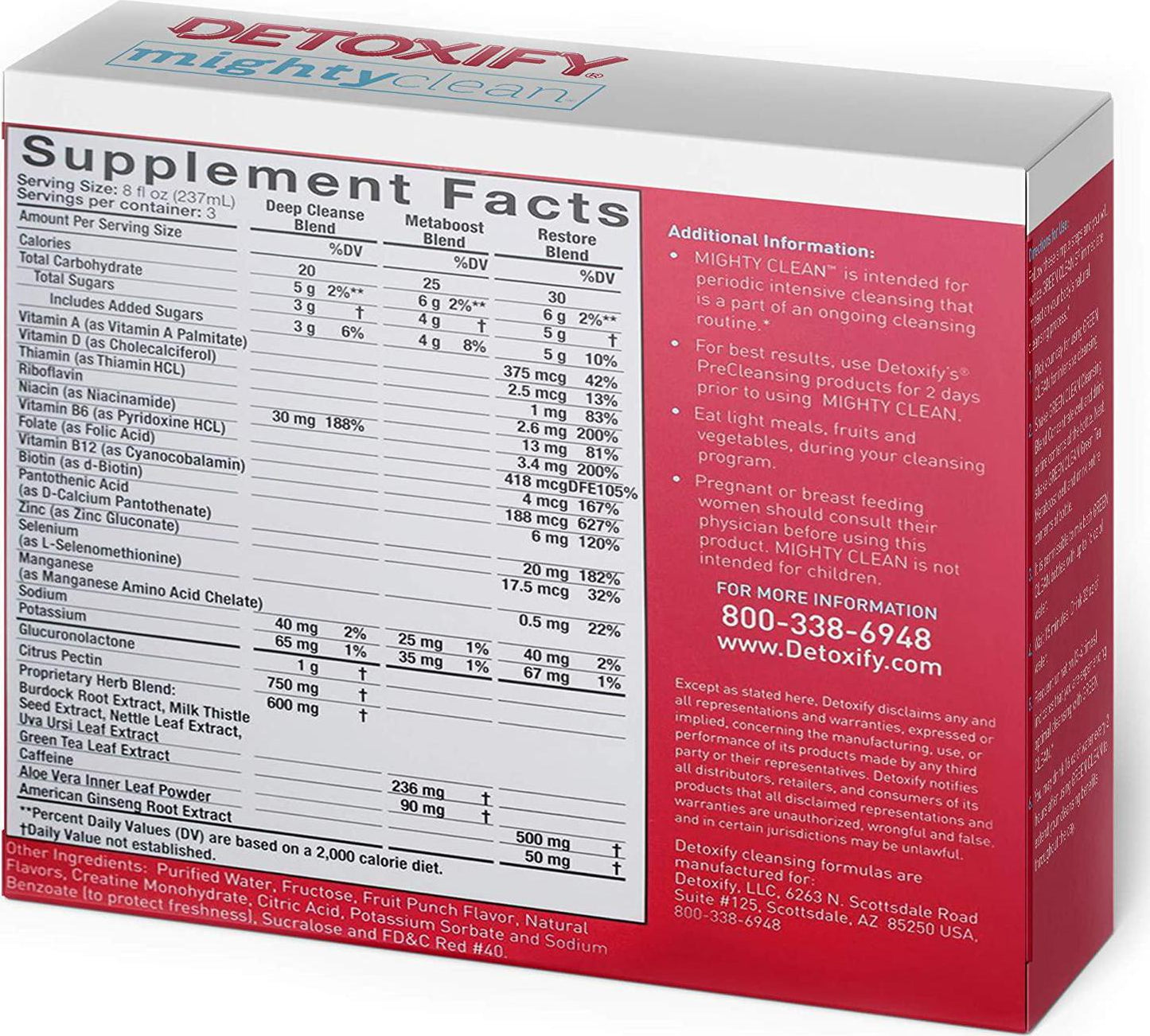 Detoxify Mighty Clean Herbal Cleanse Tropical Fruit Flavor (3) x 8 oz Bottles Professionally Formulated, Great Tasting Herbal Cleanse 4 Factor Full Cleansing System