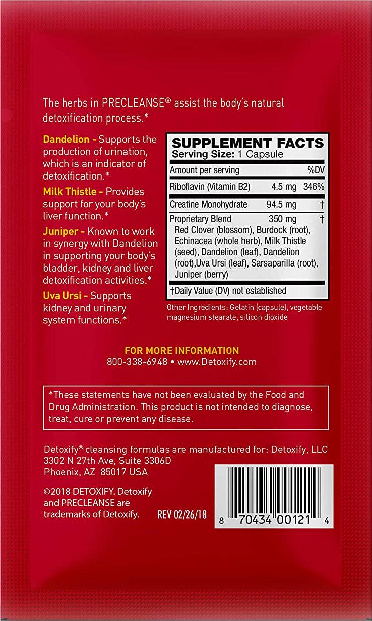 Detoxify PreCleanse Herbal Supplement 6 Capsules Professionally Formulated PreCleanse Herbal Supplement Perfect Start to Your Cleansing Program