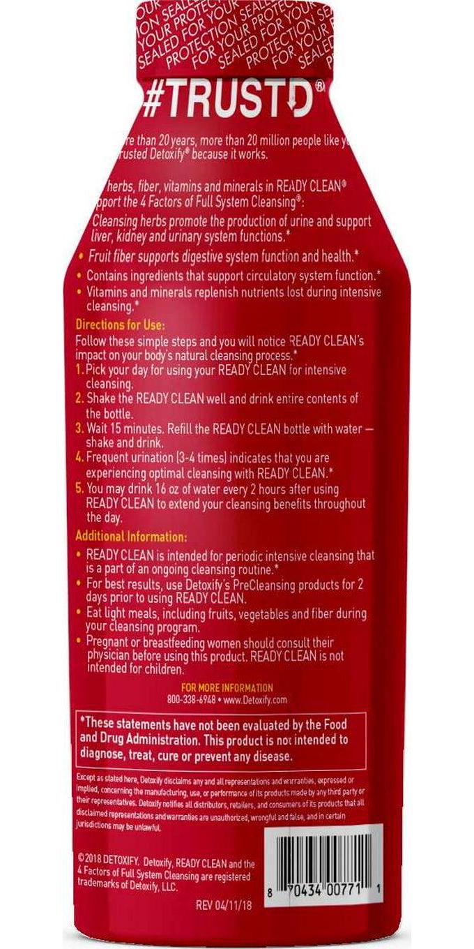 Detoxify Ready Clean Herbal Cleanse Grape Flavor 16 oz | Professionally Formulated Herbal Detox Drink | Enhanced with Milk Thistle Seed Extract and Burdock Root Extract