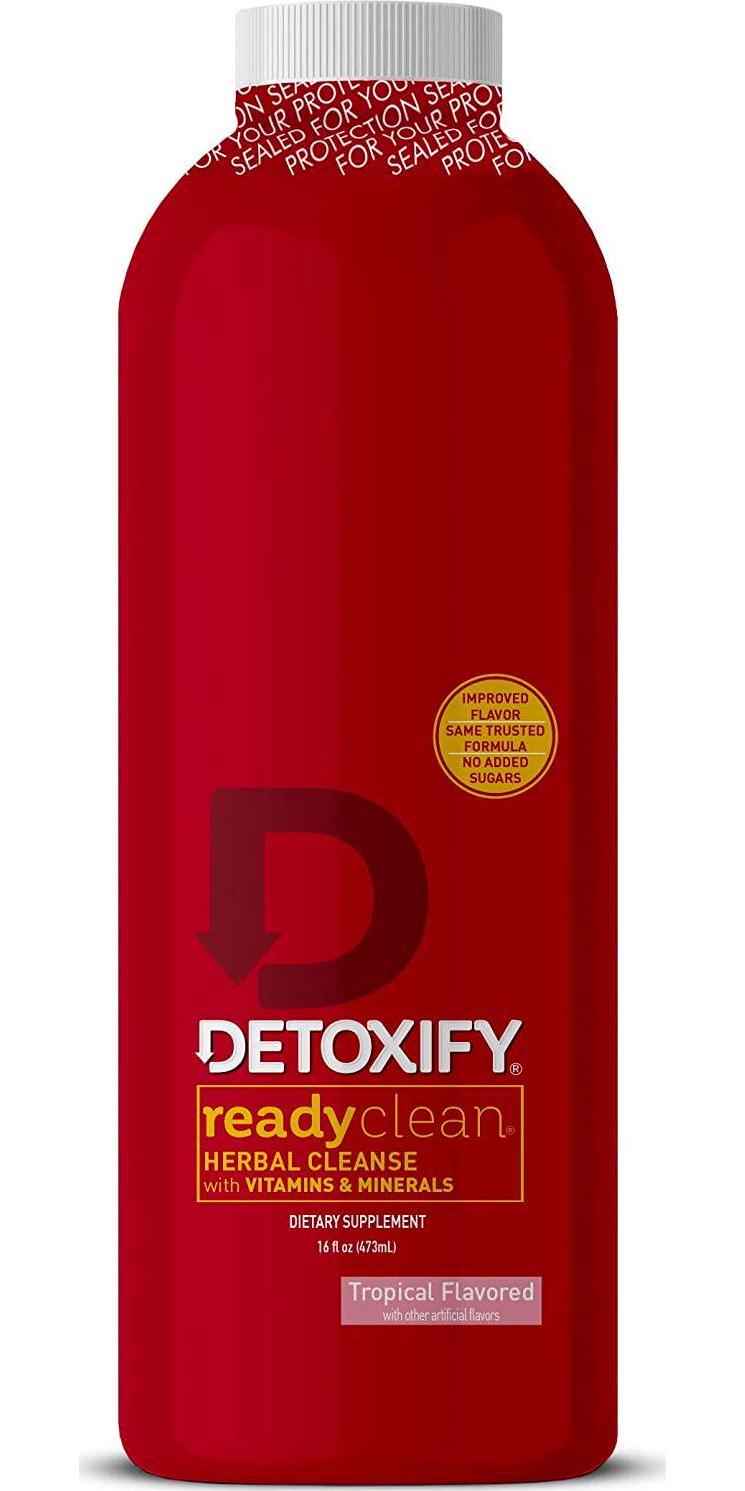 Detoxify Ready Clean Herbal Cleanse Tropical 16 oz Professionally Formulated Herbal Detox Drink Enhanced with Milk Thistle Seed Extract and Burdock Root Extract Plus Sticker.