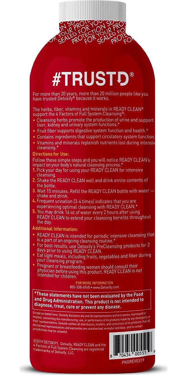 Detoxify Ready Clean Herbal Cleanse Tropical 16 oz Professionally Formulated Herbal Detox Drink Enhanced with Milk Thistle Seed Extract and Burdock Root Extract Plus Sticker.