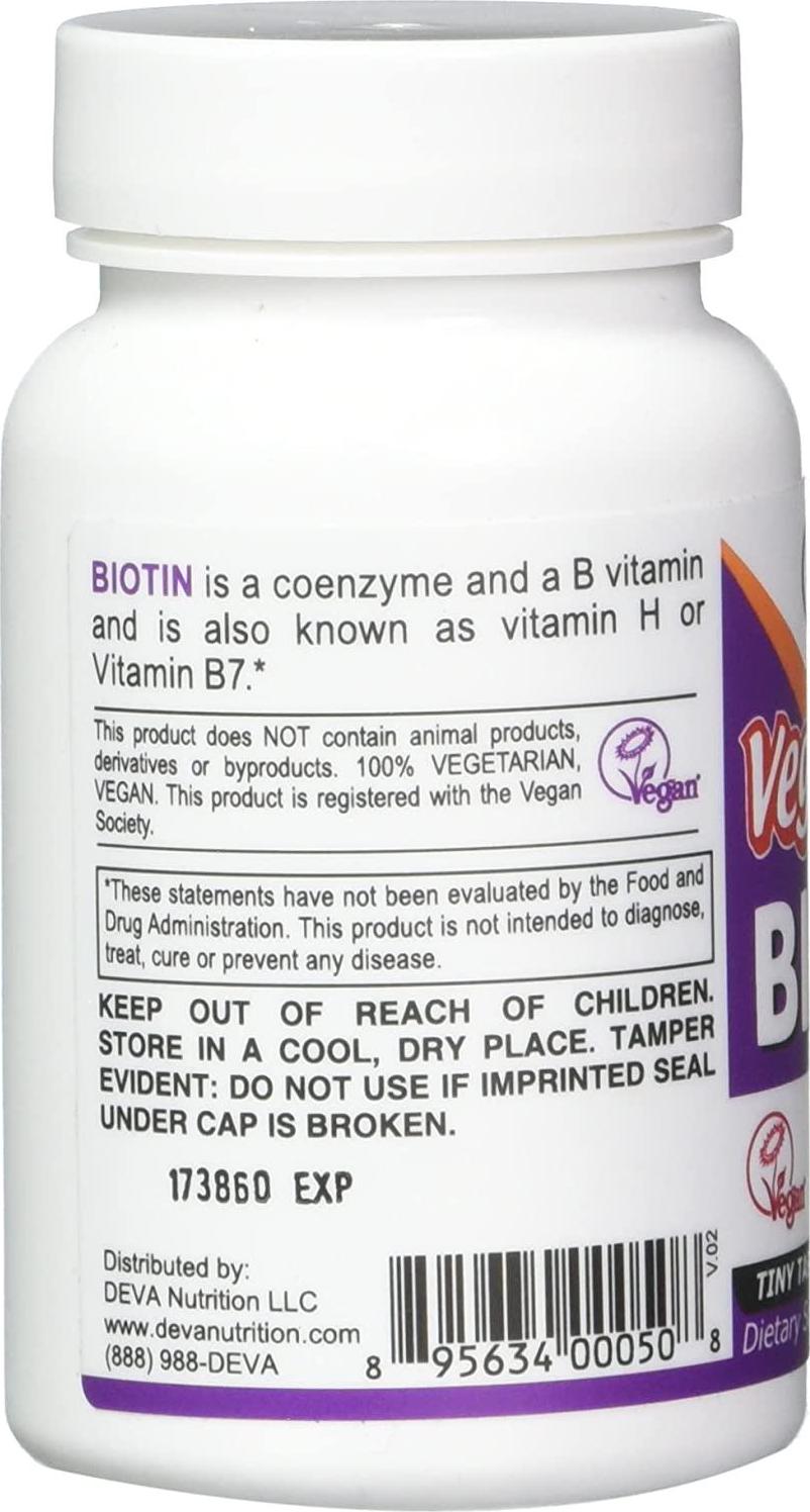 Deva Nutrition - Vegan Vitamin B7 Biotin 6000 mcg. - 90 Tablets