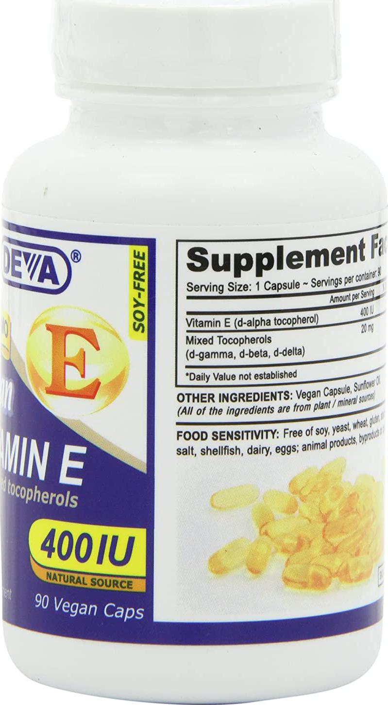 Deva Nutrition - Vegan Natural Vitamin E with Mixed Tocopherols 400 IU - 90 Vegetarian Capsules