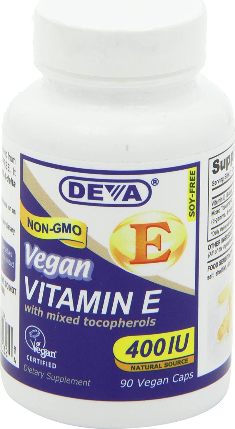 Deva Nutrition - Vegan Natural Vitamin E with Mixed Tocopherols 400 IU - 90 Vegetarian Capsules