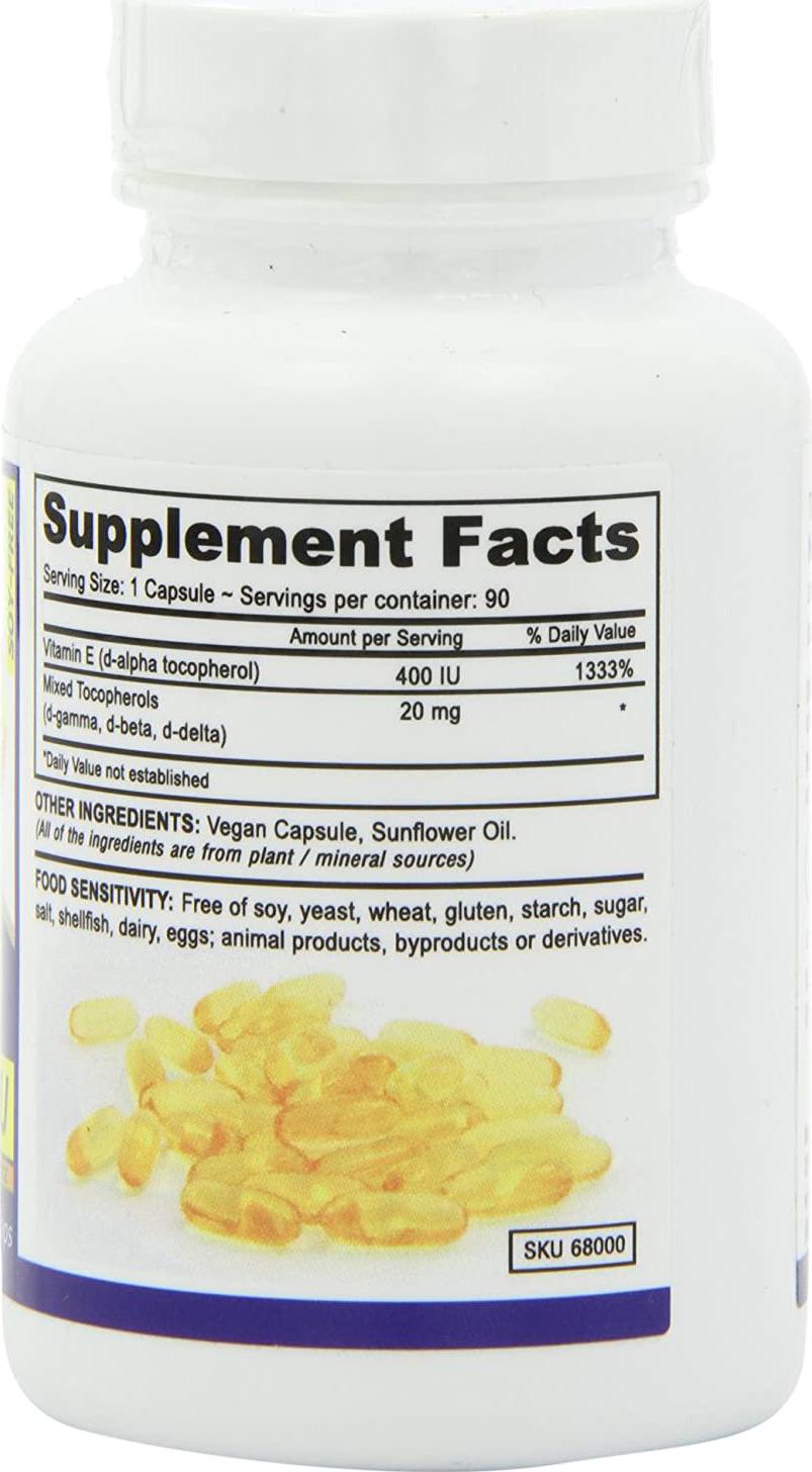 Deva Nutrition - Vegan Natural Vitamin E with Mixed Tocopherols 400 IU - 90 Vegetarian Capsules