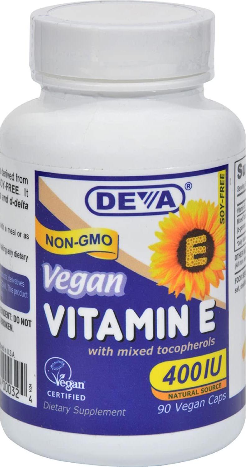 Deva Nutrition - Vegan Natural Vitamin E with Mixed Tocopherols 400 IU - 90 Vegetarian Capsules