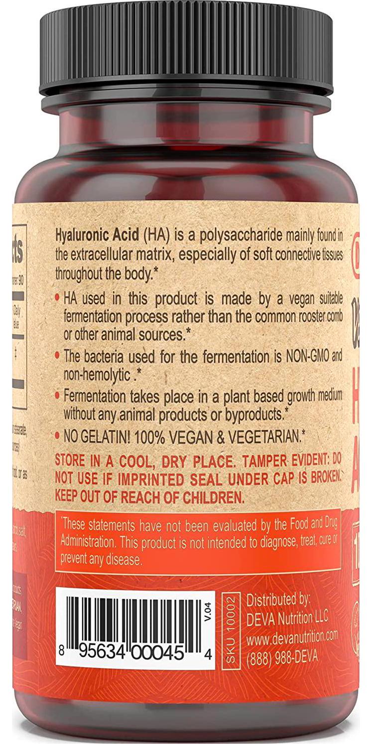 Deva Nutrition Vegan Hyaluronic Acid Tablets, 100 mg, 90 Count