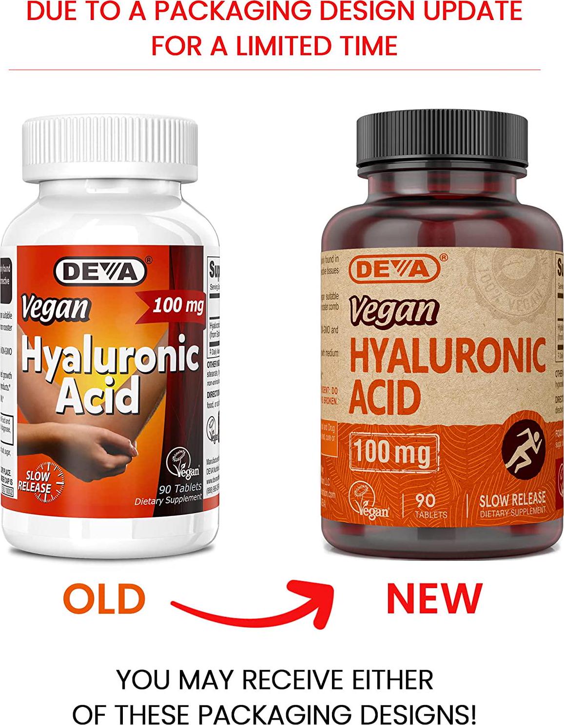 Deva Nutrition Vegan Hyaluronic Acid Tablets, 100 mg, 90 Count