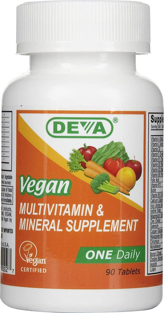 Deva Nutrition Vegan Multivitamin and Mineral Supplement ONE Daily - 90 Coated Tablets
