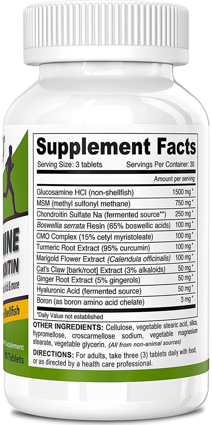 Deva Vegan Glucosamine MSM and Chondroitin, Improved Formula - Plus Hyaluronic Acid, CMO, Turmeric Extract, Boswellia Extract and More with Non Animal Ingredients - 90 Tablets