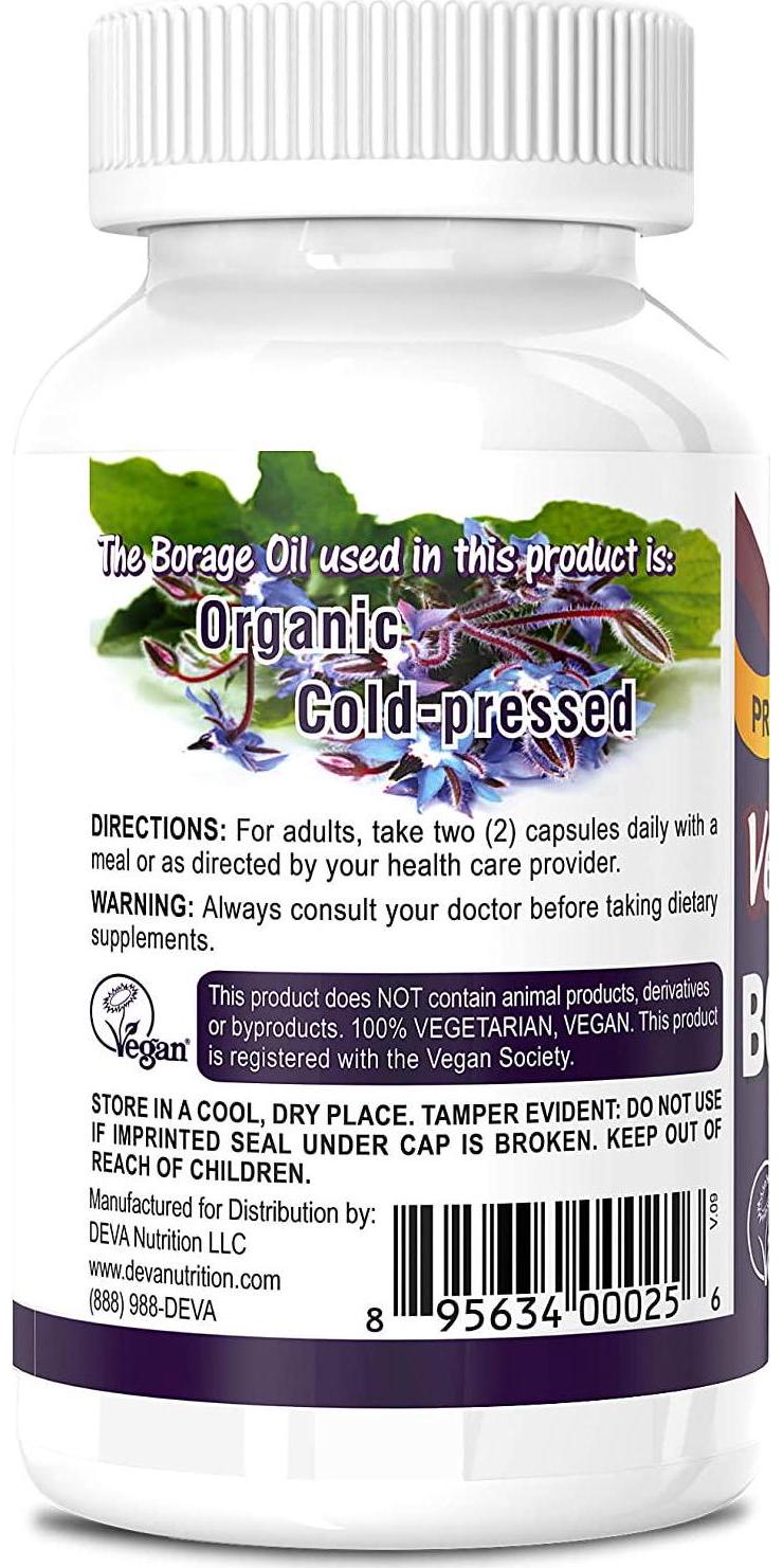 Deva Vegan Premium Borage Oil GLA 90 Vegan Caps