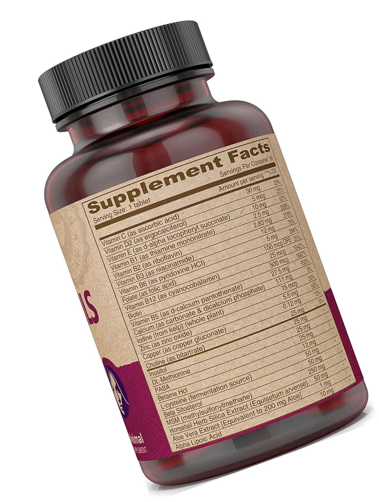 Deva Vegan Vitamins Hair, Nails and Skin Supplement with 500 mcg of Biotin Per Tablet - 90 Tablets