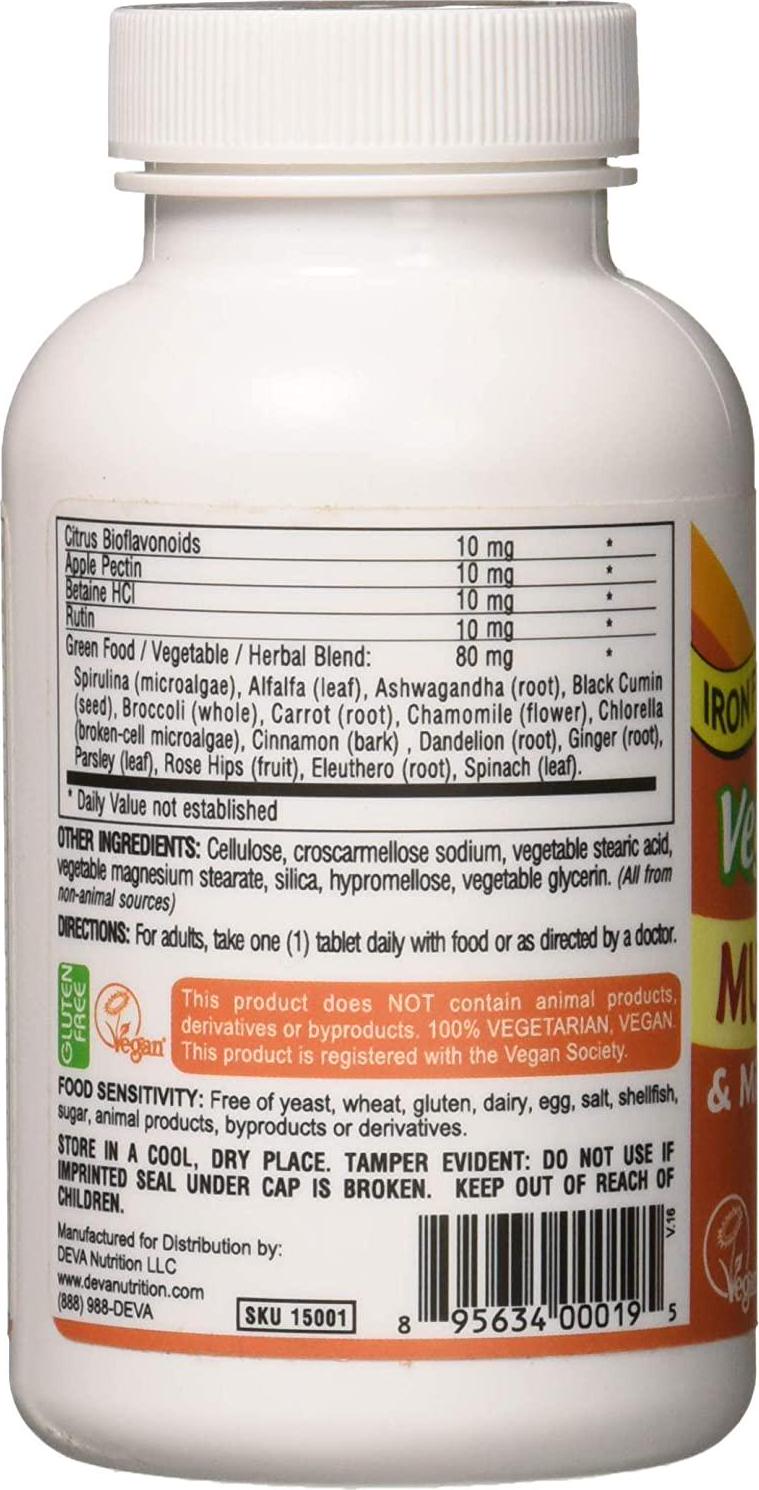 Deva Vegan Vitamins Daily Multivitamin Iron Free, 90 Tablets