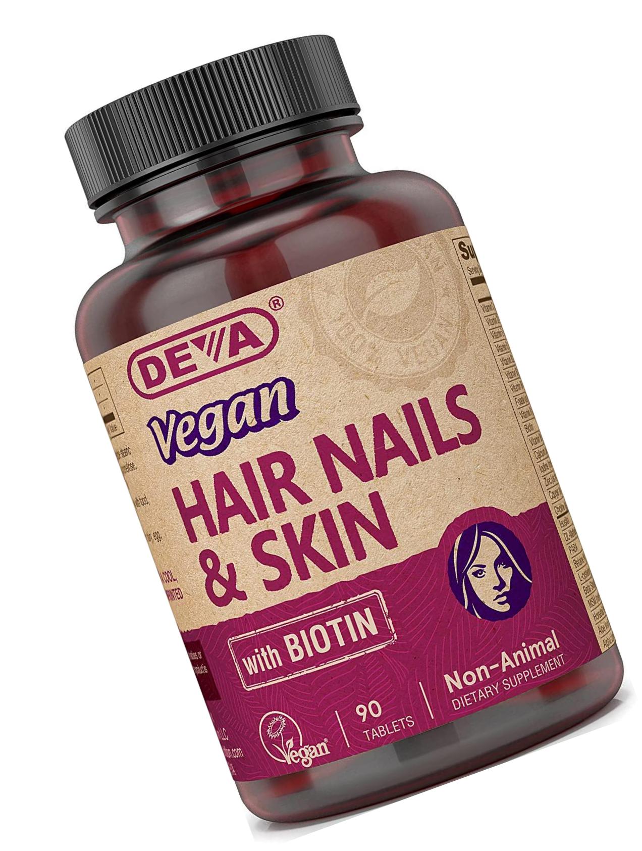 Deva Vegan Vitamins Hair, Nails and Skin Supplement with 500 mcg of Biotin Per Tablet - 90 Tablets