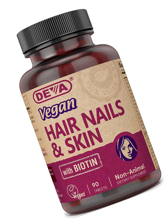 Deva Vegan Vitamins Hair, Nails and Skin Supplement with 500 mcg of Biotin Per Tablet - 90 Tablets