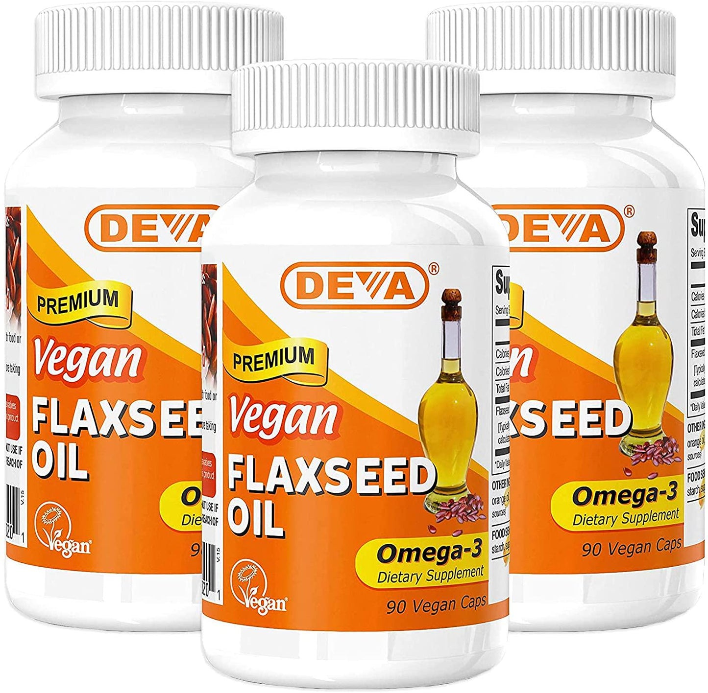 Deva Vegan Vitamins Deva Vegan Flax Seed Oil,500Mg,Vegan, 90 Vcap, 3 Pack