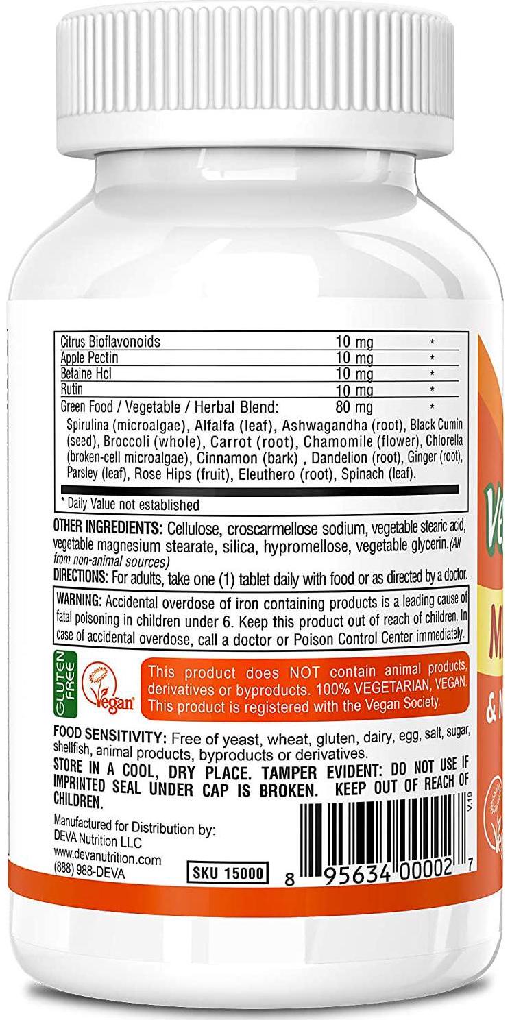 Deva Vegan Vitamins Daily Multivitamin and Mineral Supplement 90 tablets (Pack of 3)