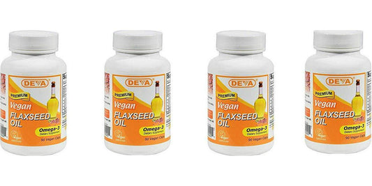 Deva Vegan Vitamins Flax Seed Oil, 500 MG, Vegan, 90 Vcap (4 pack)