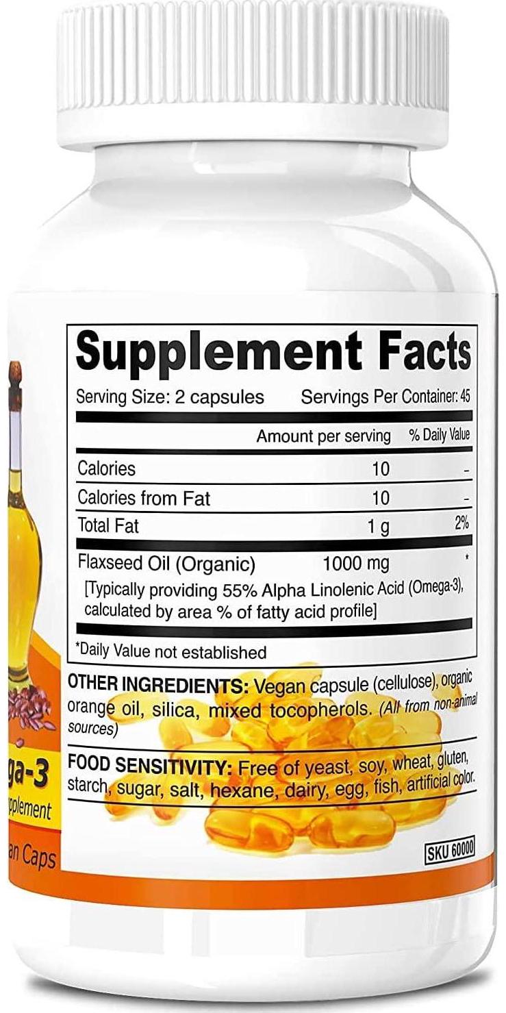 Deva Vegan Vitamins Deva Vegan Flax Seed Oil,500Mg,Vegan, 90 Vcap, 3 Pack