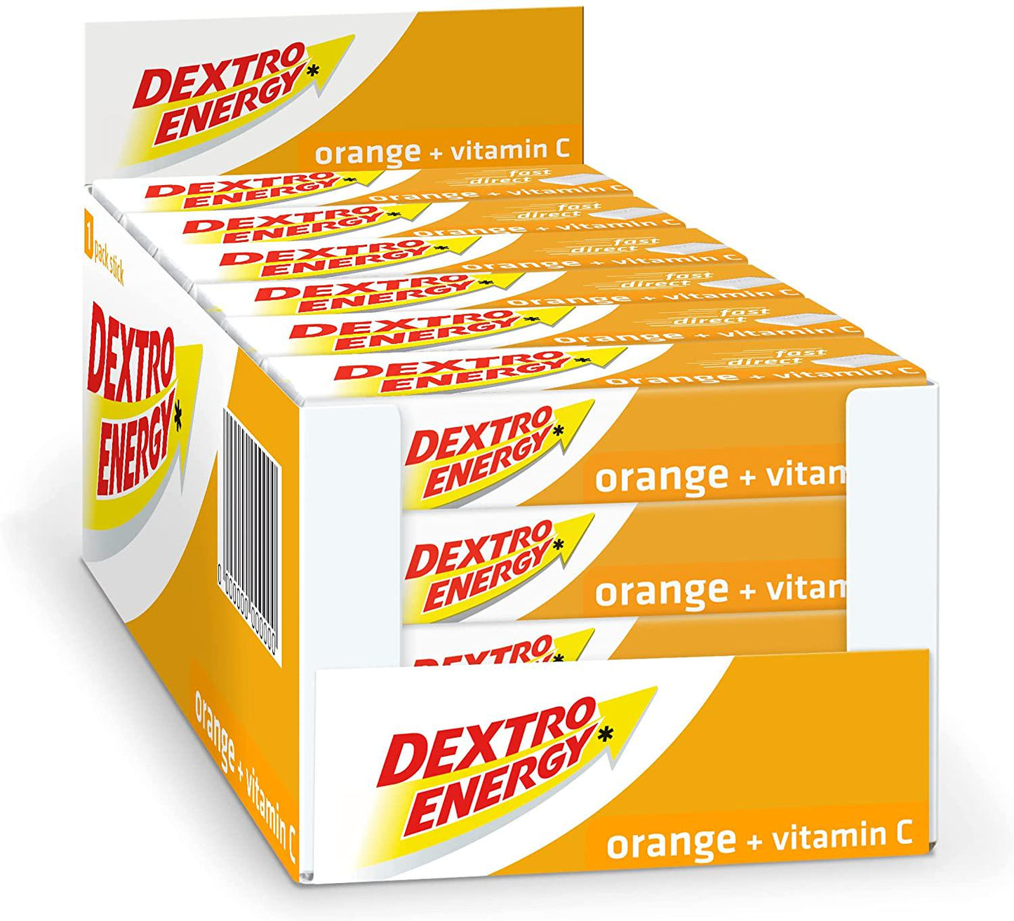 Dextro Energy Orange Glucose Tablets with Vitamin C, 47 g, 24 Packs, Energy Tablets, for a Quick Burst of Glucose