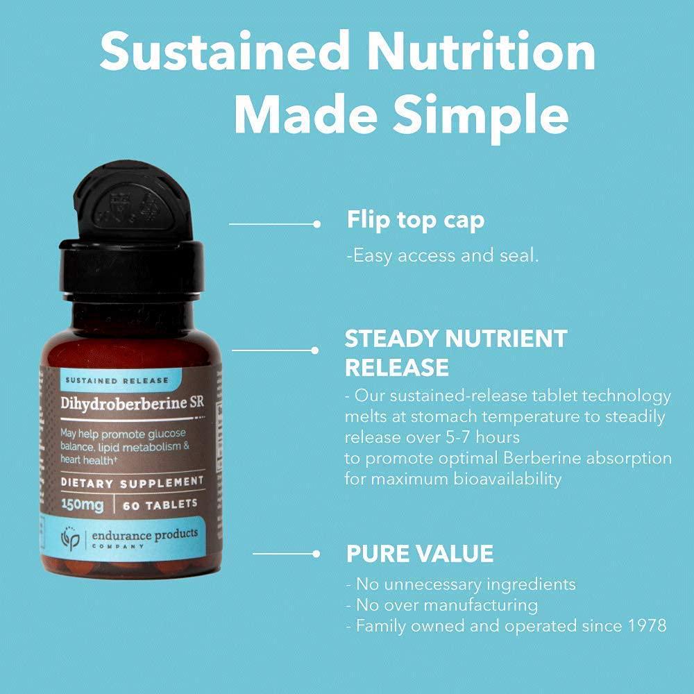 DiHydroBerberine -Sustained Release(5-7 Hours) Highly Bio Available Form of Berberine-150mg 60 Tabs - Maintain Healthy Blood Glucose* - Promote Healthy Cholesterol and Lipid Metabolism*