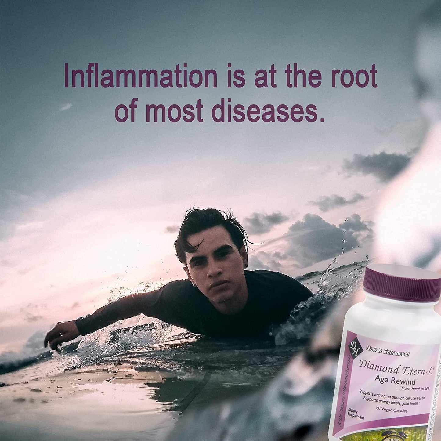 Diamond Etern-L Age Rewind – Anti-Aging Dietary Supplement – Supports Energy Levels and Joint Health – Non-GMO, Gluten Free, Vegan – 60 Capsules