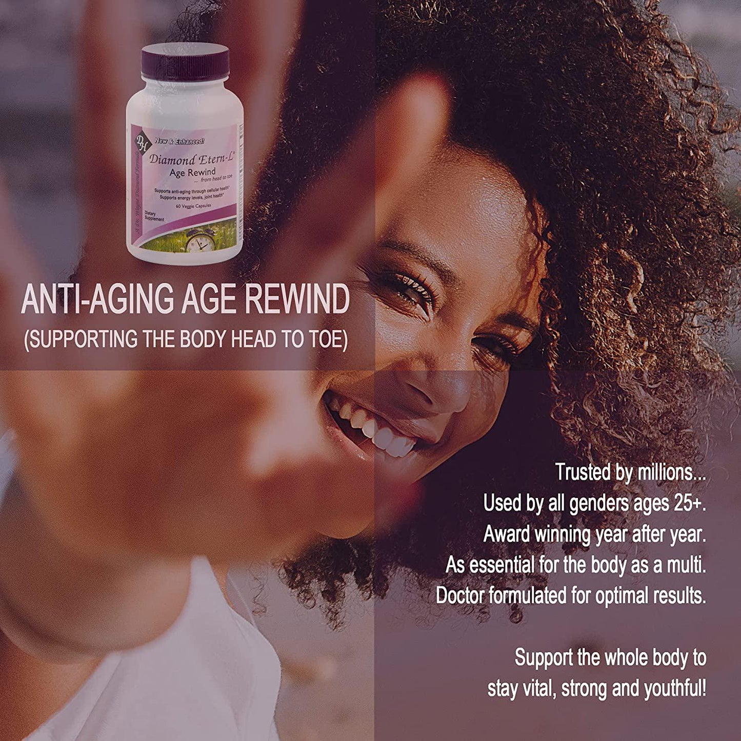 Diamond Etern-L Age Rewind – Anti-Aging Dietary Supplement – Supports Energy Levels and Joint Health – Non-GMO, Gluten Free, Vegan – 60 Capsules