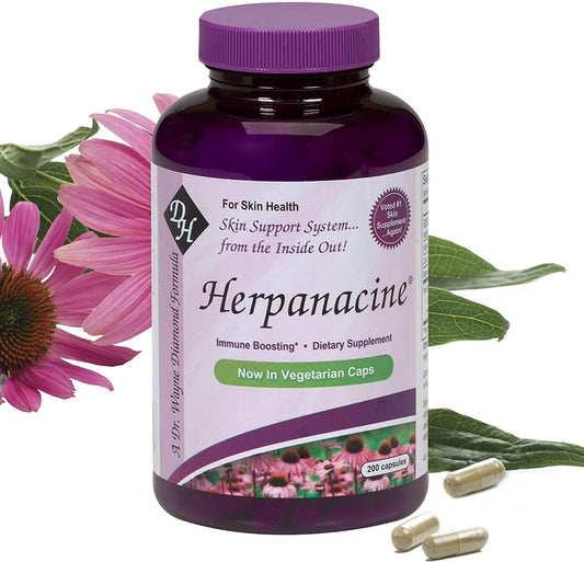 Diamond Herpanacine Natural Skin Support Supplement 200 capsules | for Complete Skin Health and Immune Support | Contains Zinc