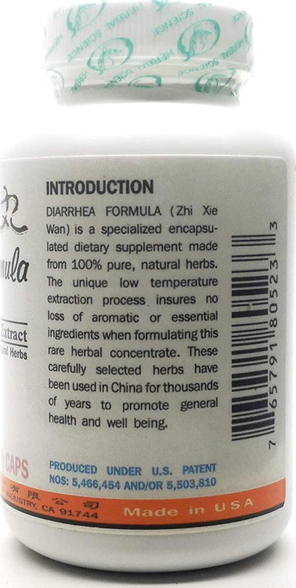 Diarrhea Formula Dietary Supplement 500mg 100 Capsules (Zhi Xie Wan) E23 100% Natural Herbs